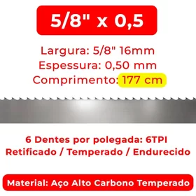 Lâmina Serra Fita 5/8 x 0,5 x 1,77 6TPI Mill